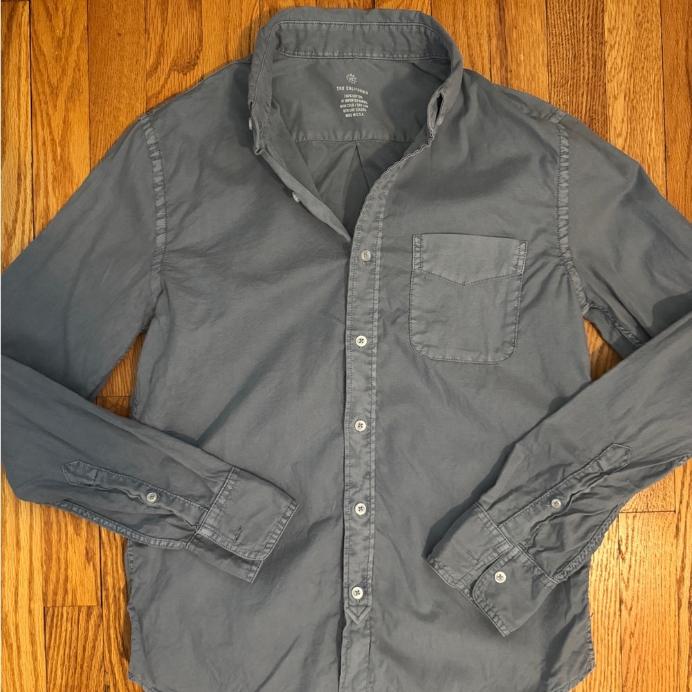 Men's Washed Summer Blue Oxford Button-Down Shirt
